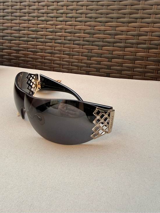 Versace Accessories - Versace Insane Y2K Black Shield Sunglasses with Silver Temples